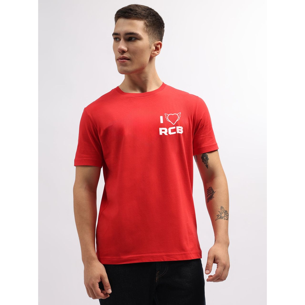 De Tees Men's IPL RCB Half Sleeve T-shirt | Red - L