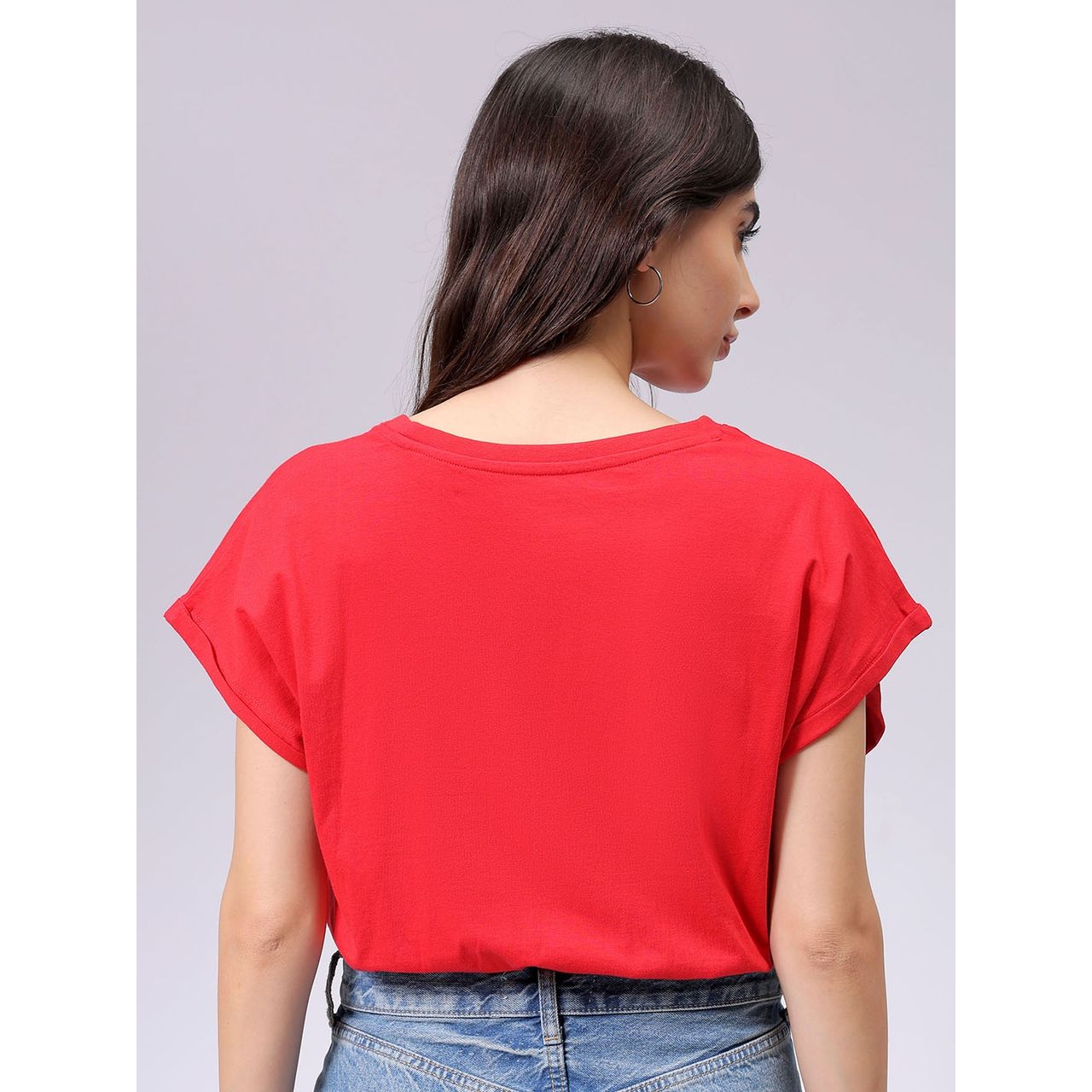 Freehand Women's Regular Solid Casual Crop Top | Red - S