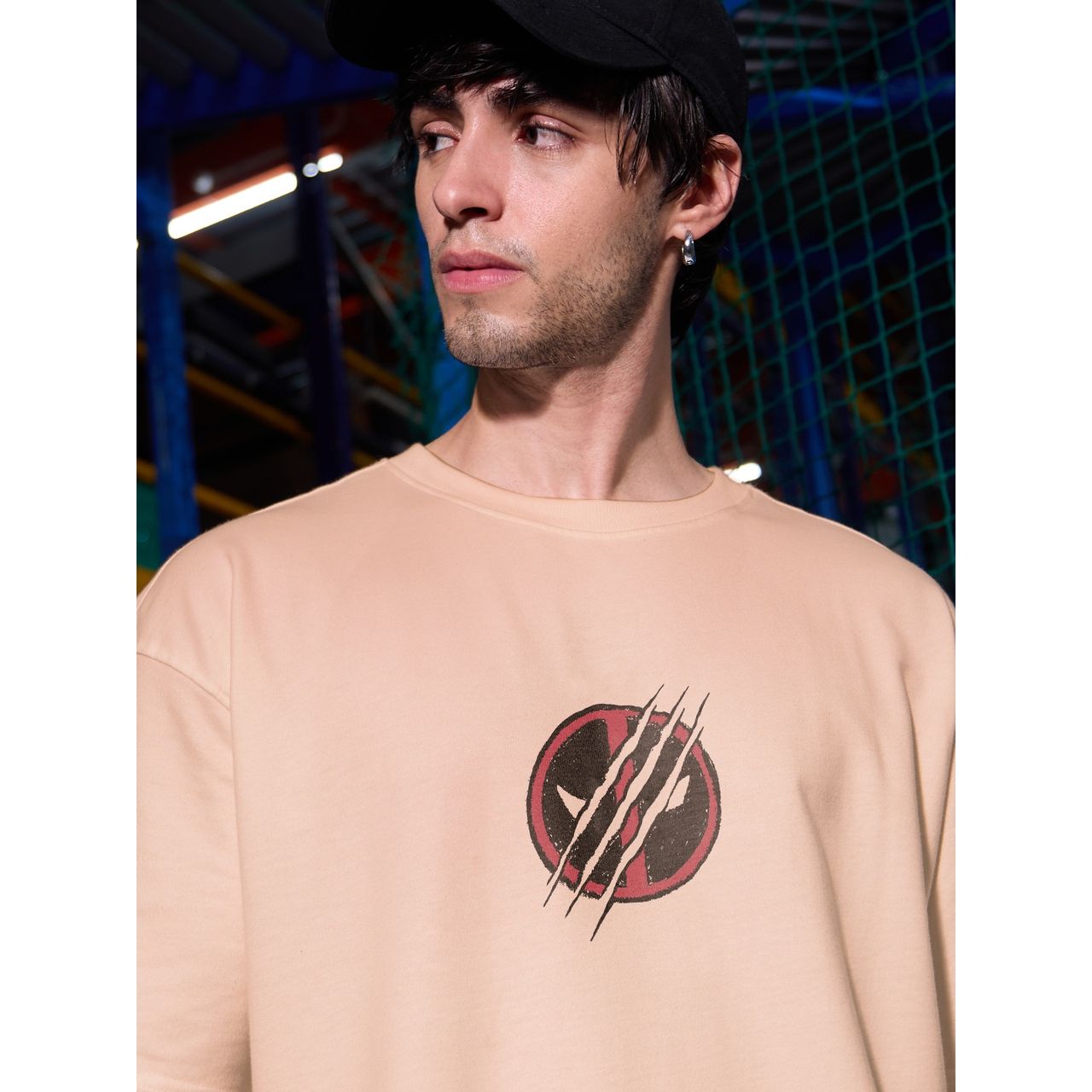 The Souled Store Men's Deadpool Change Forever Oversized T-shirt | Pink - L