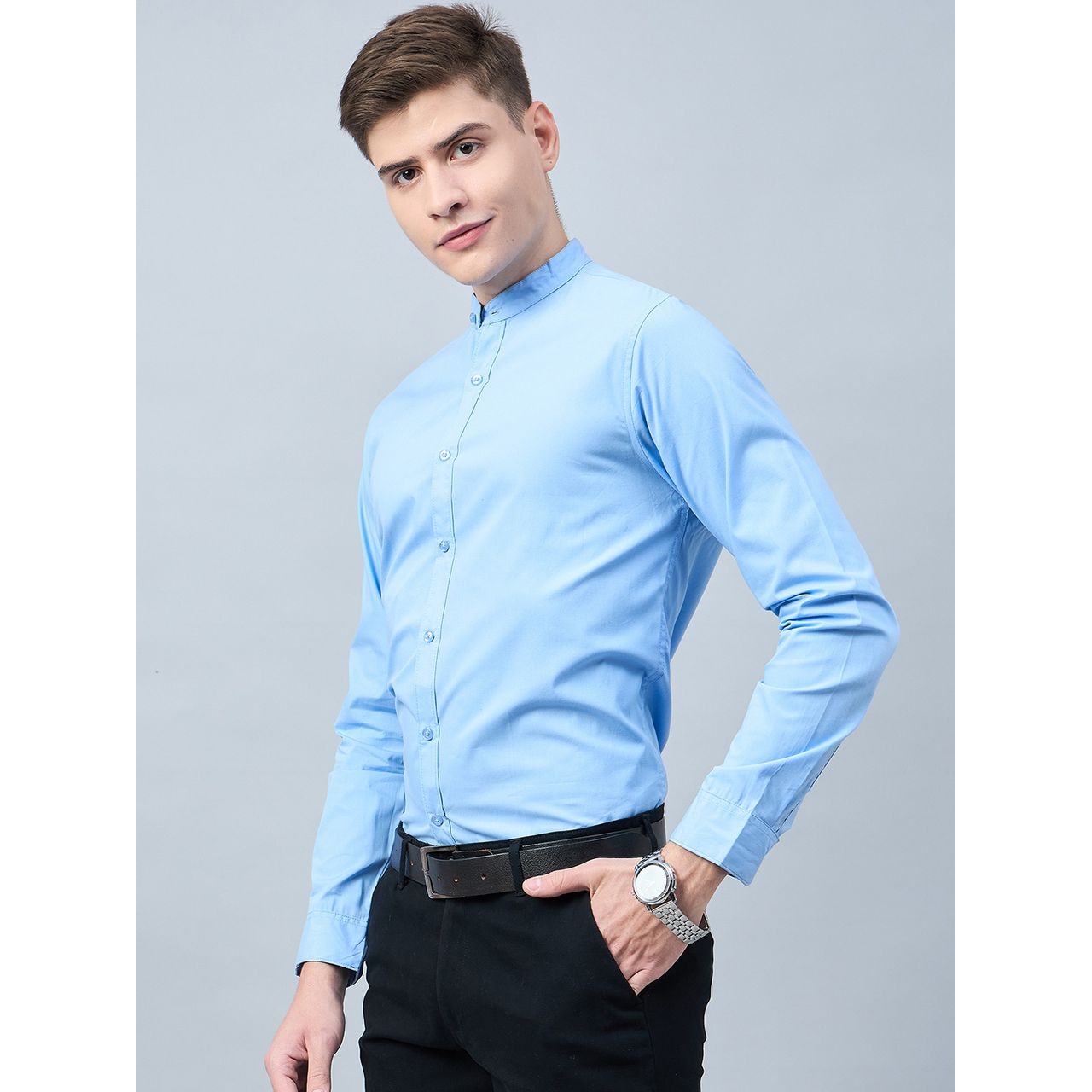 Style Quotient Men Cotton Solid Formal Shirt | XL | SS24SQPRUDENT - Sky Blue
