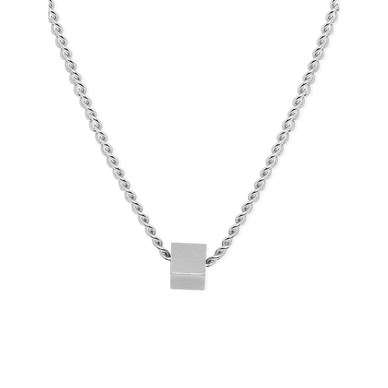 Rubans Men Silver-Toned Silver-Plated Chain With Cube Pendant
