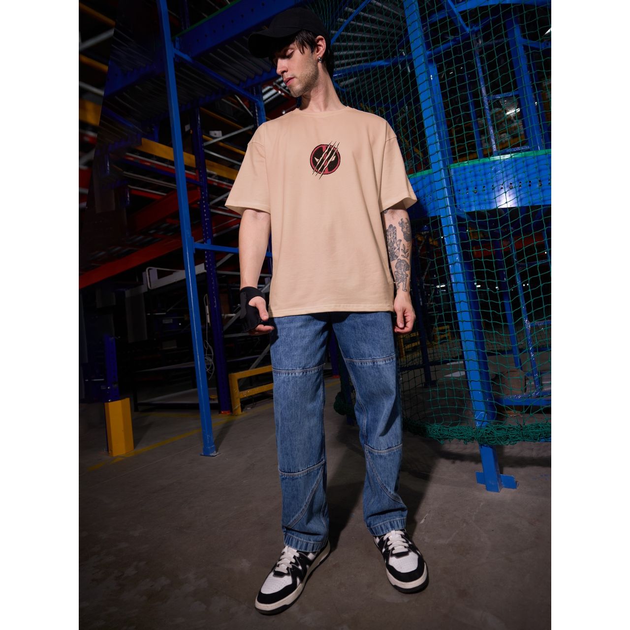The Souled Store Men's Deadpool Change Forever Oversized T-shirt | Pink - L