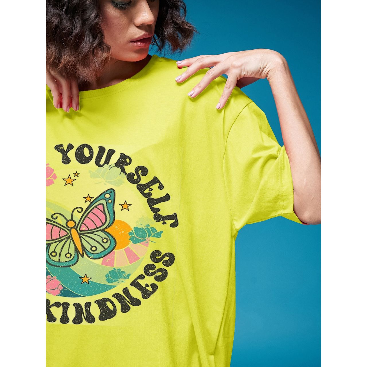 Smartees Women's Oversize Printed T-shirt | WW - 2057 | Lemon - L