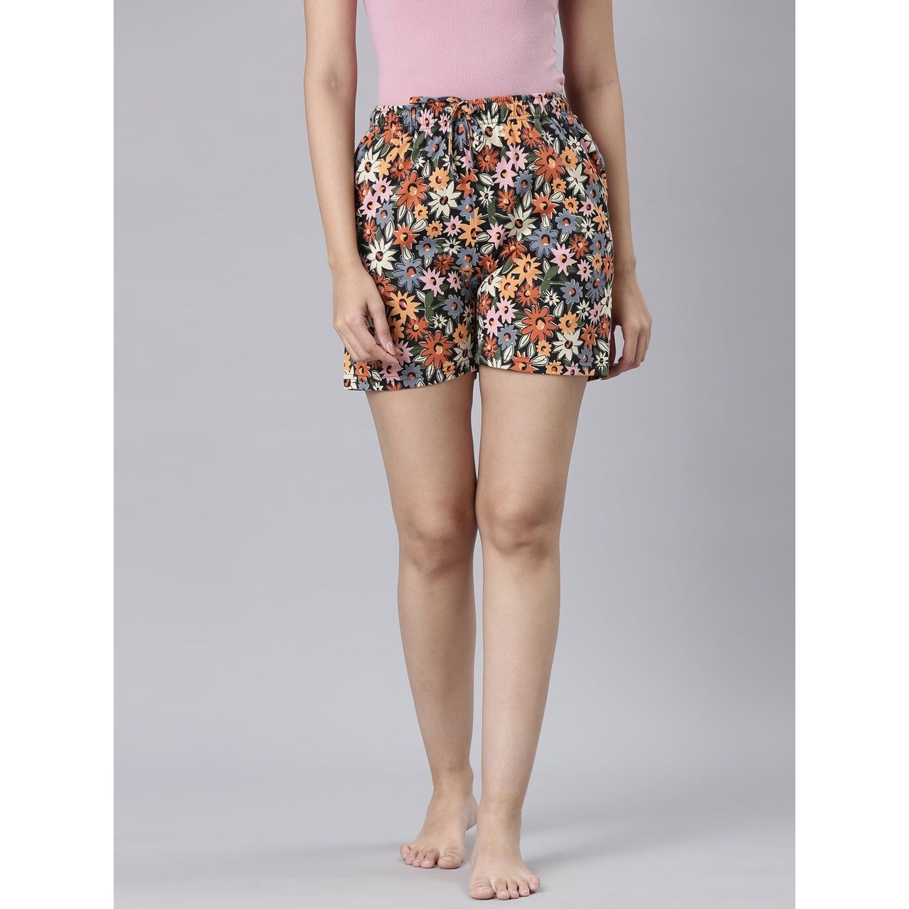Go Colors Women's Printed Knit Lounge Shorts | Black - L