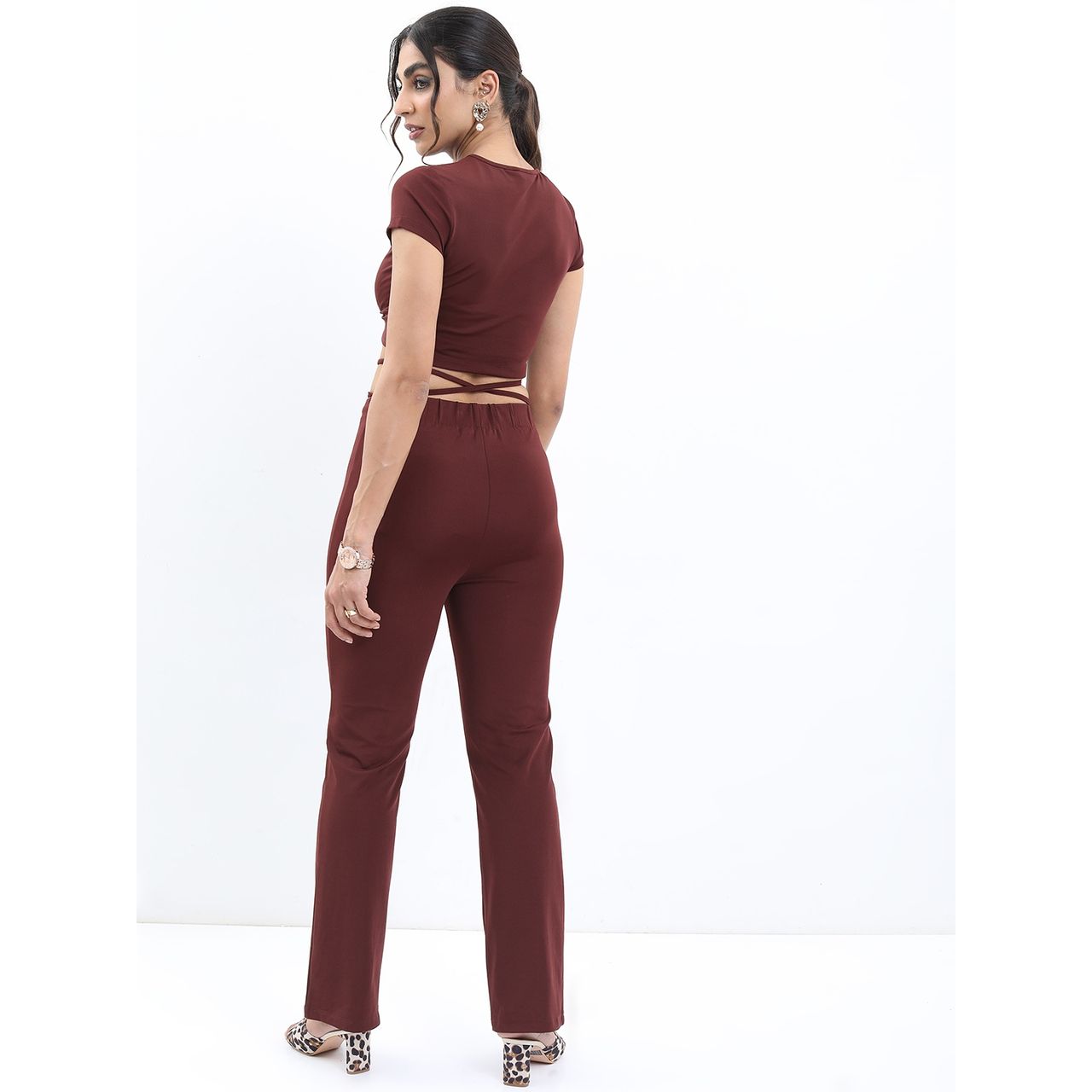 Ketch Women Top With Trousers Co-ords | Brown | M