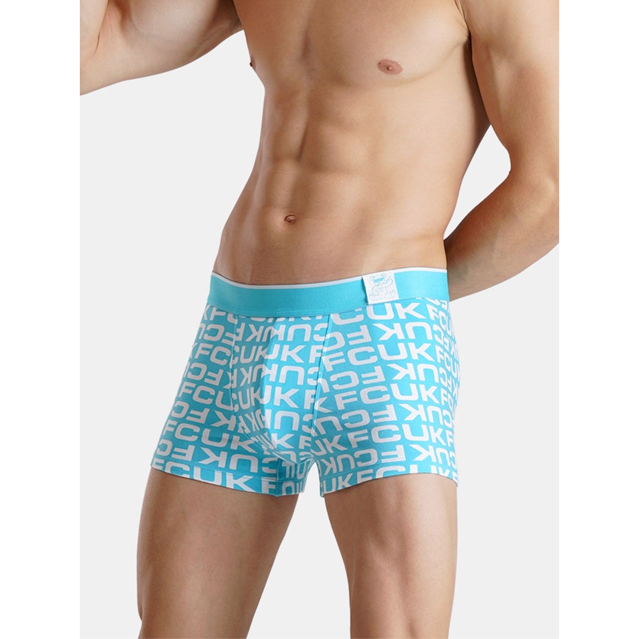 Fcuk Flex Newbold | Men s Printed Trunks Pack of 2 | Black Aop | Aqua | M
