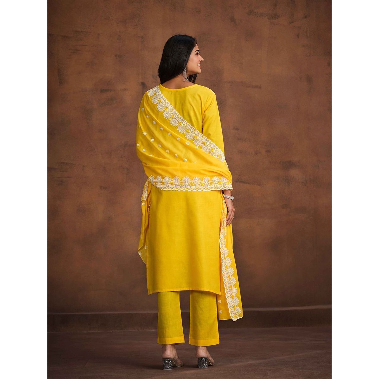 Ishin Women Kurta Set with Dupatta | INWSDS24012 | Yellow - XL