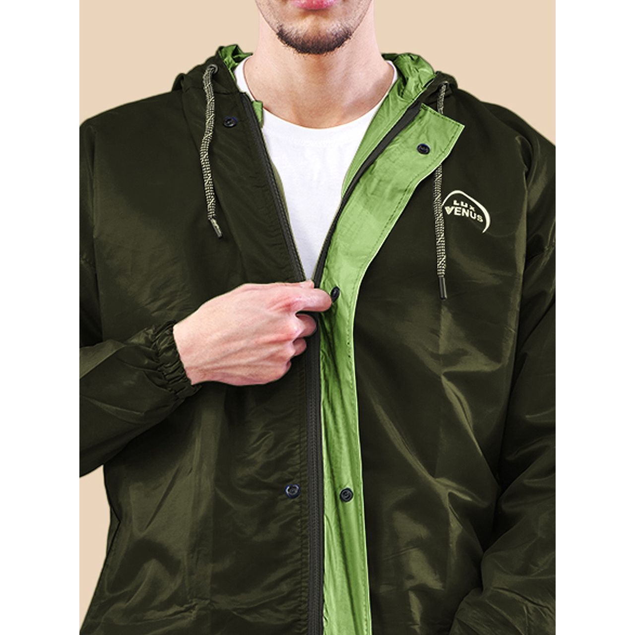 Lux Venus Reversible Rain Suit for Men - Military Green | XL
