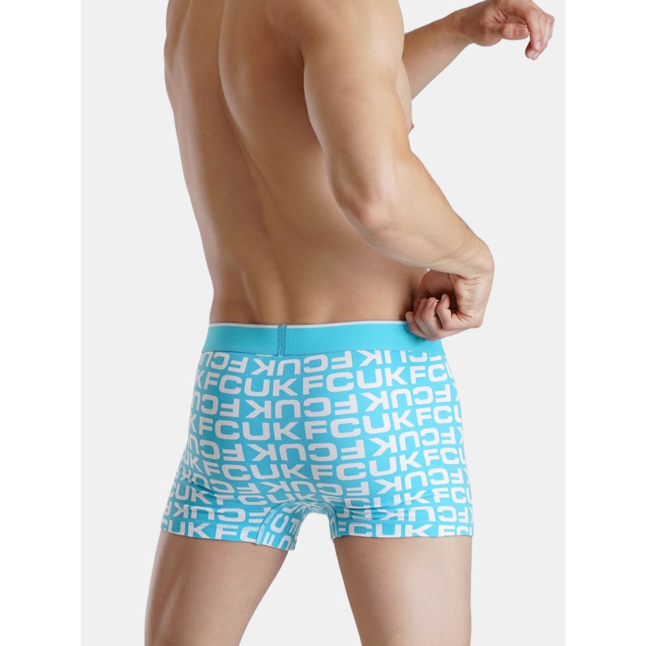 Fcuk Flex Newbold | Men s Printed Trunks Pack of 2 | Black Aop | Aqua | M