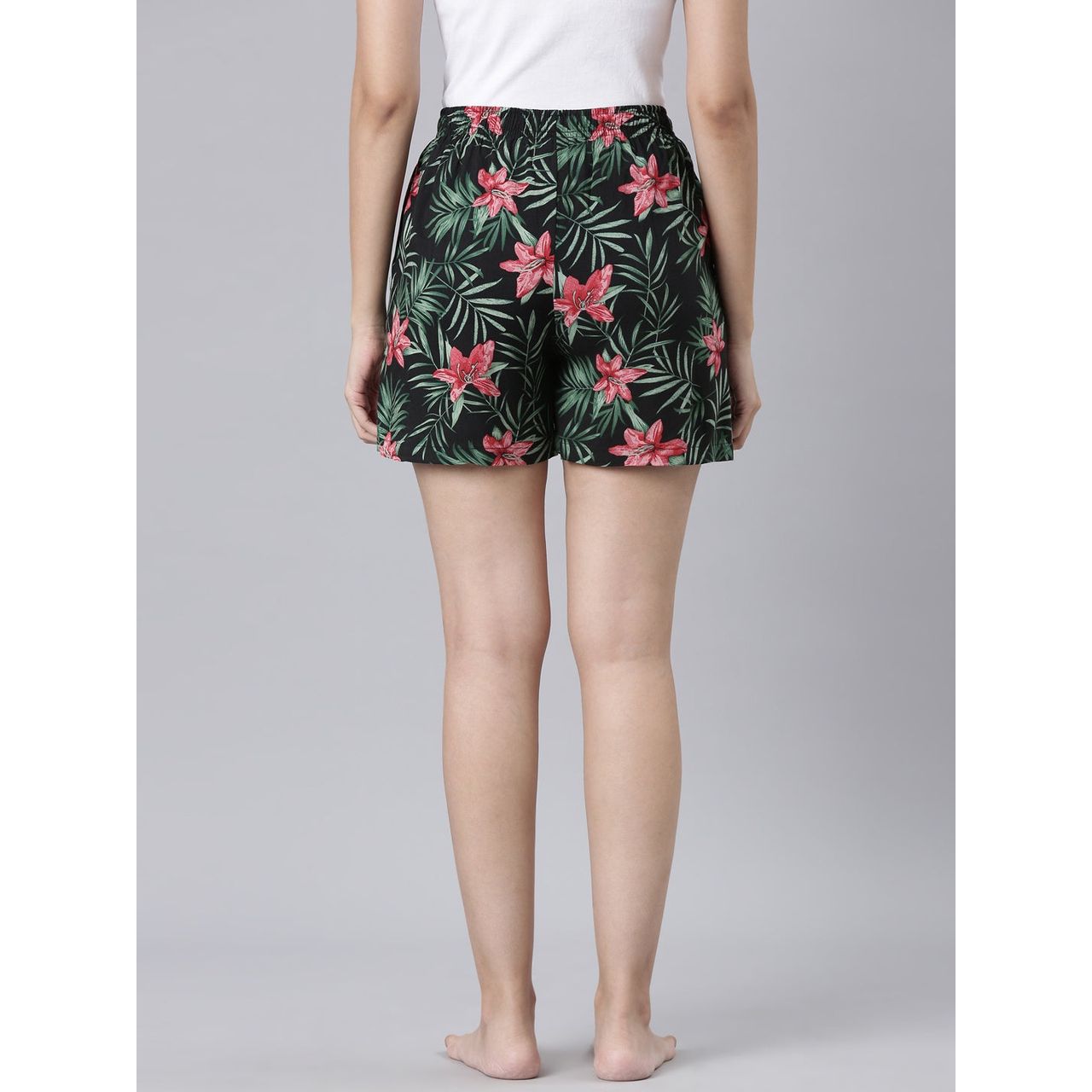 Go Colors Women's Printed Viscose Lounge Shorts | Black - S