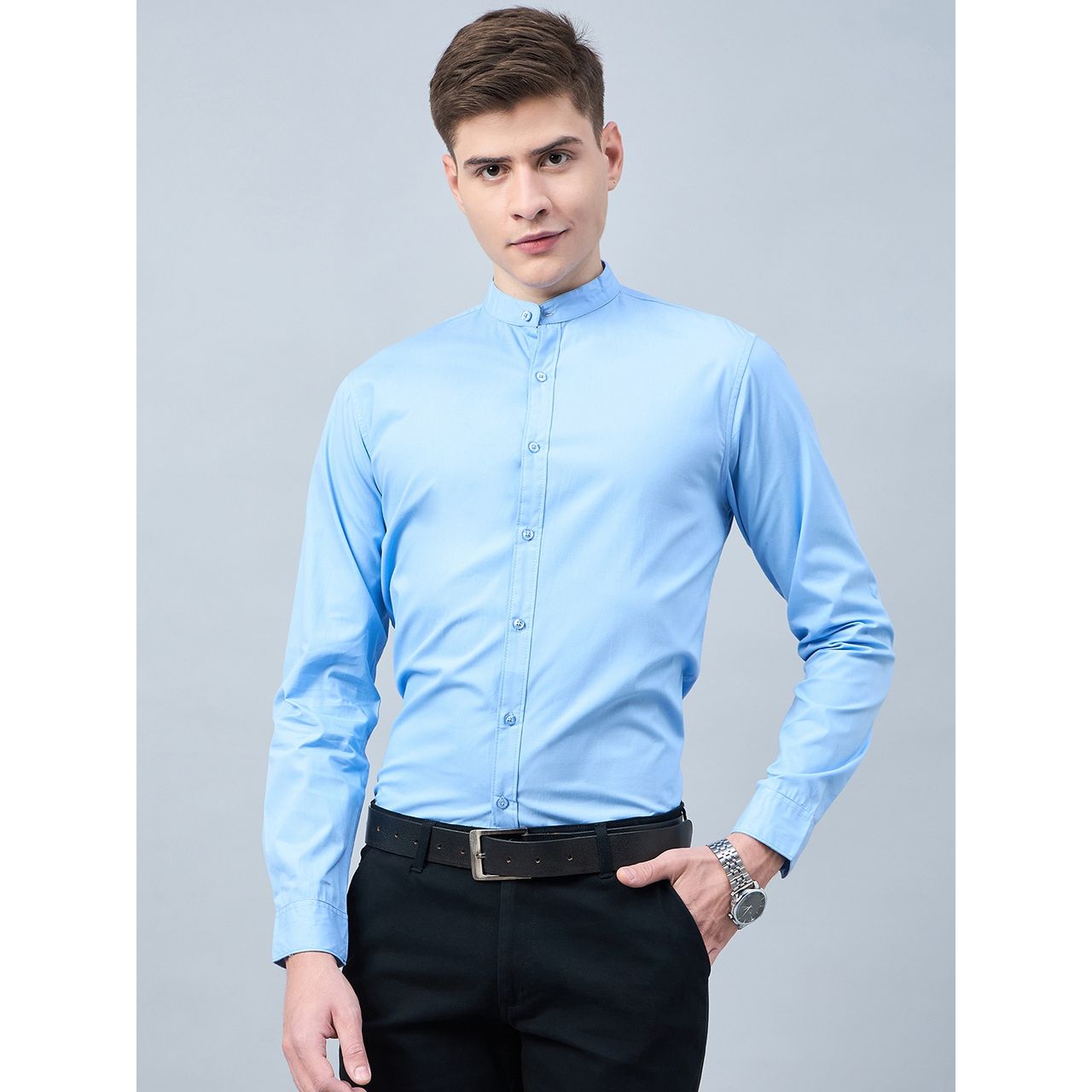 Style Quotient Men Cotton Solid Formal Shirt | XL | SS24SQPRUDENT - Sky Blue