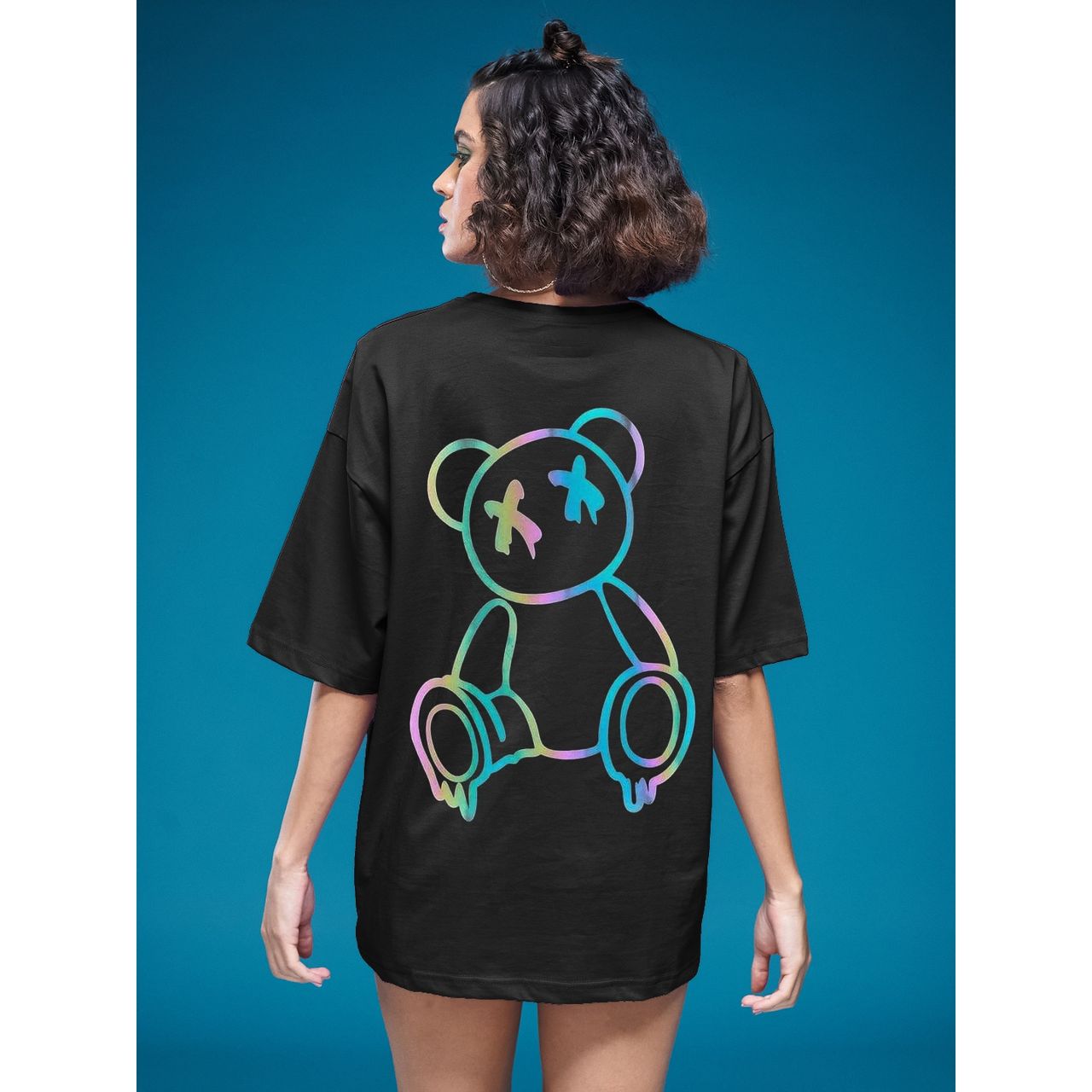 Smartees Women's Oversize Printed T-shirt | WW - 2042 | Black - XL