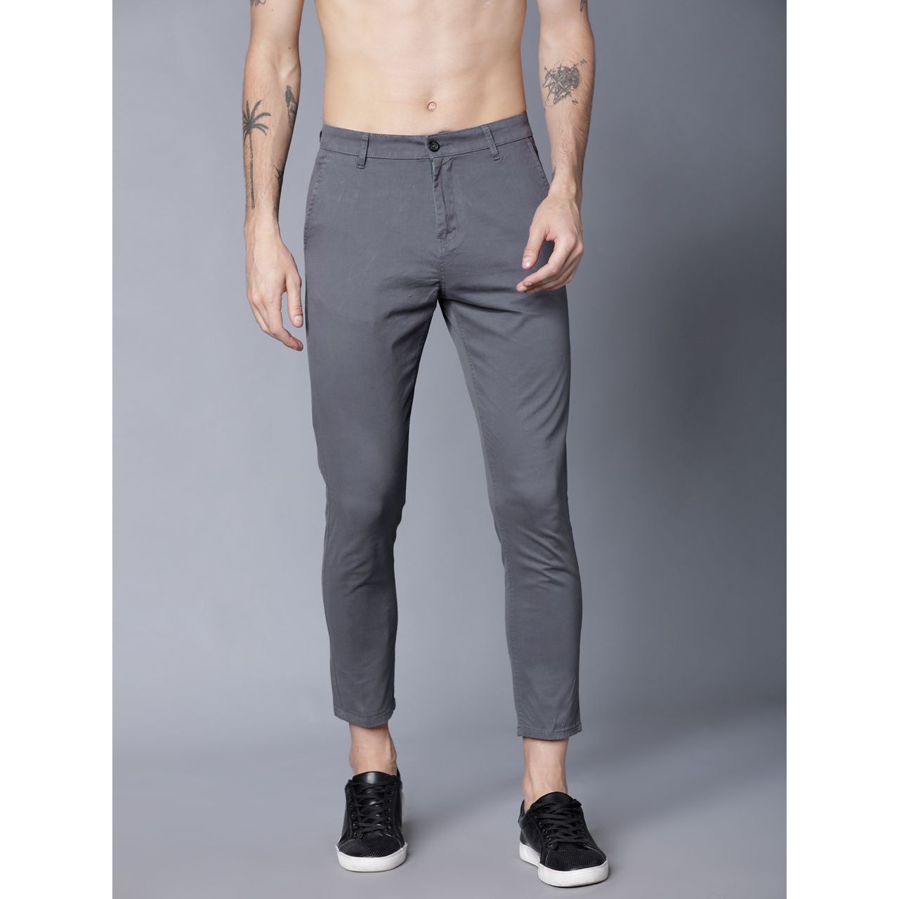 Highlander Men's Tapered Fit Chinos | Grey - 36