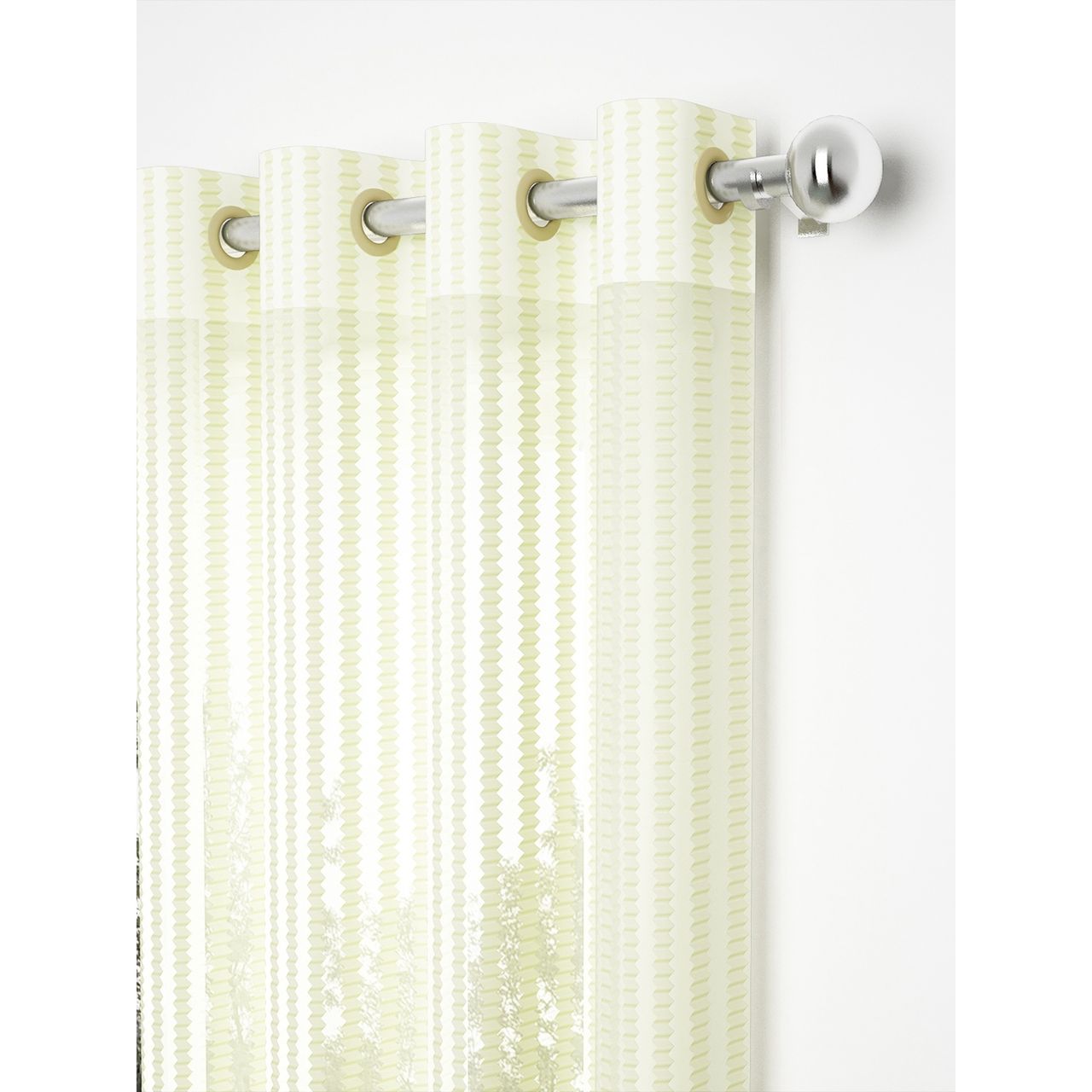 Story@Home Transparent Polyester Zic Zac 2 Unit Window Curtains | Cream