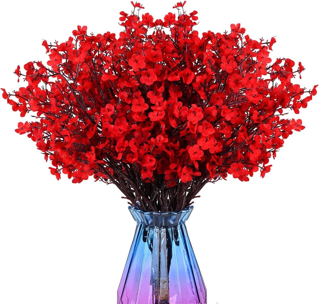 Tied Ribbons Artificial Gypsophila Flowers Bunches Without Vase - Set Of 5