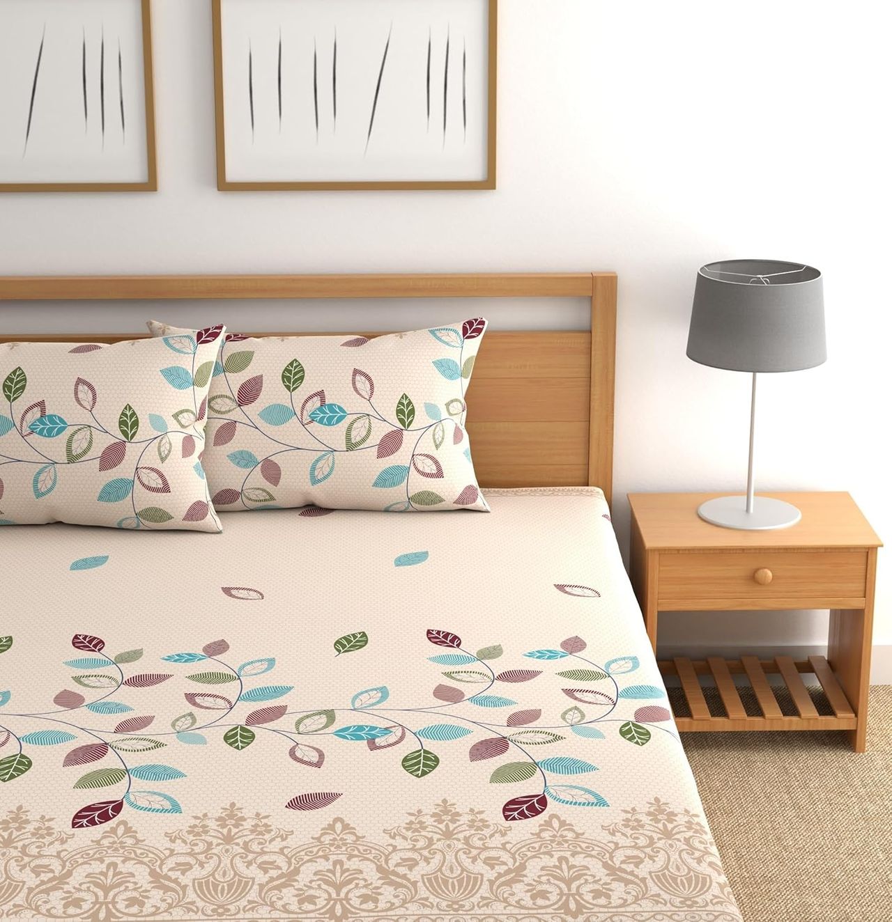 CG HOMES Double Bedsheet With Two Pillow Covers | Design Db650