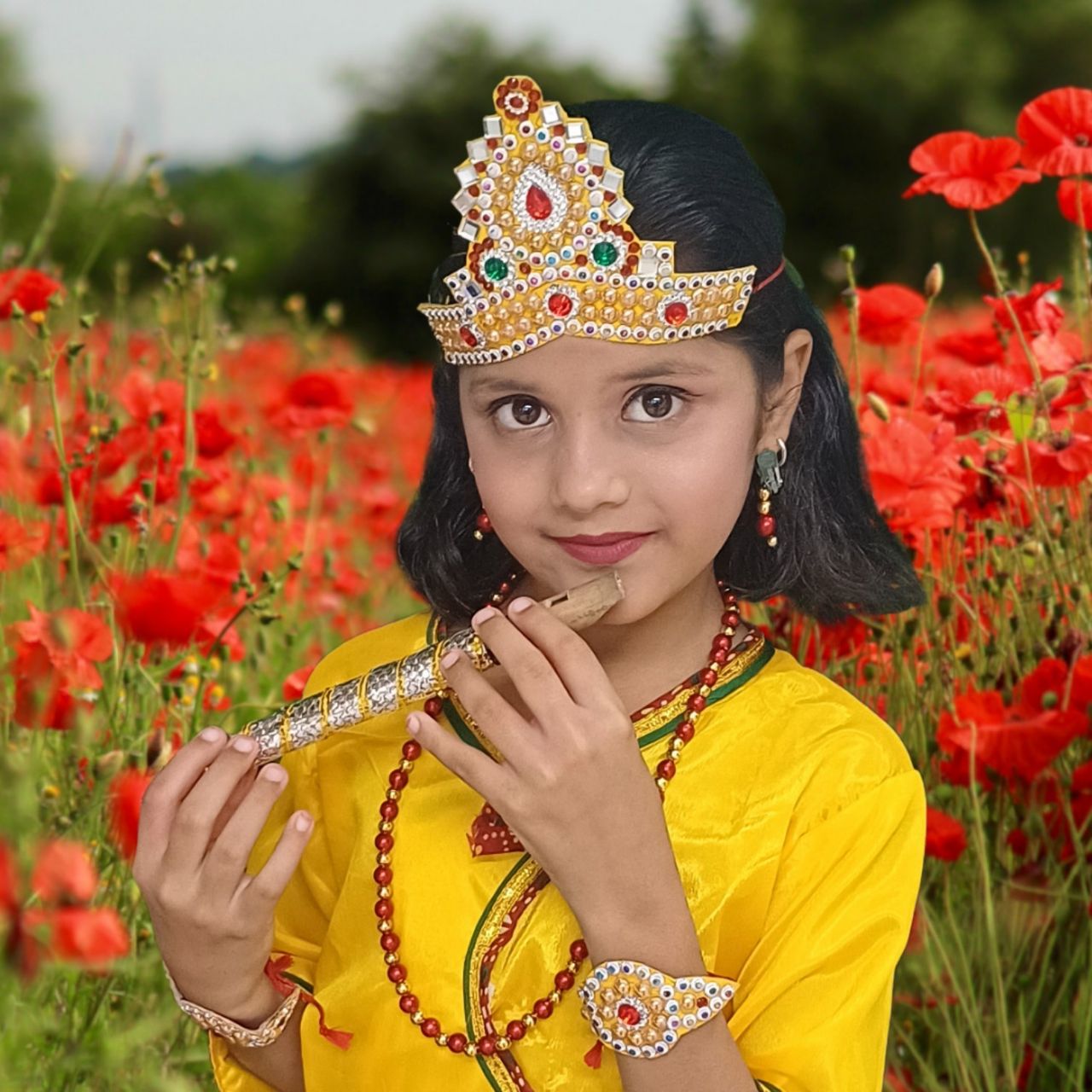 Kids Mala With Moti Work - 28 Cm
