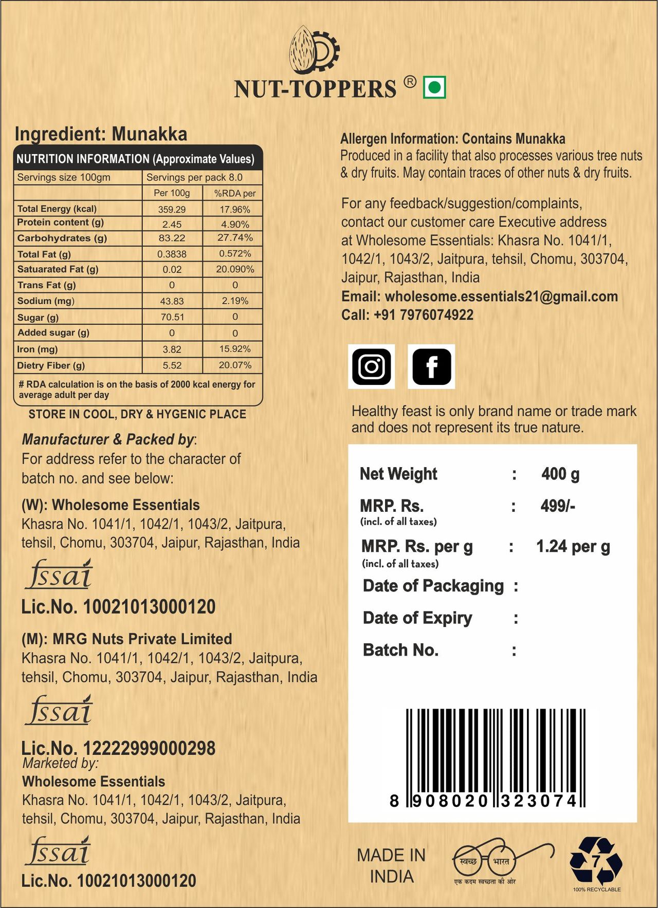 Nut Toppers Munakka Raisins