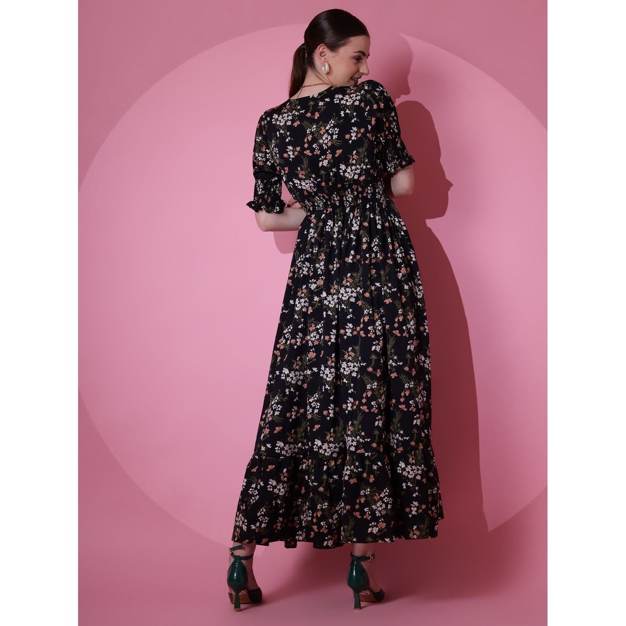 Wyshlist Women's Maxi Dress Fit And Flare | Black - M