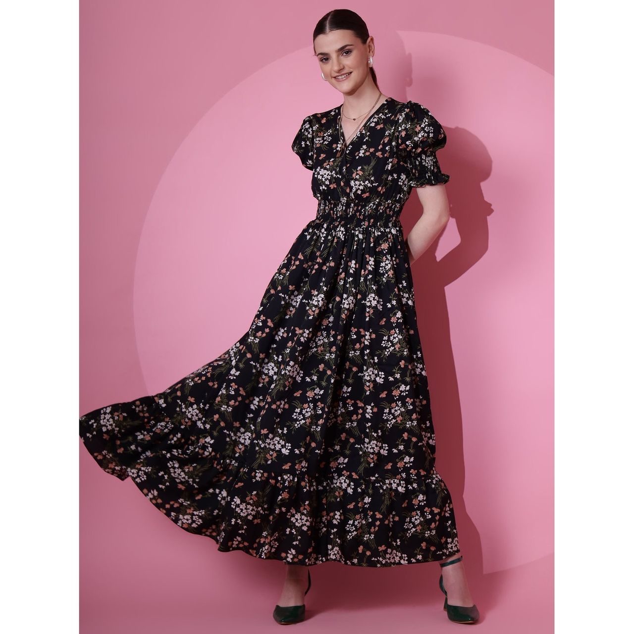 Wyshlist Women's Maxi Dress Fit And Flare | Black - M