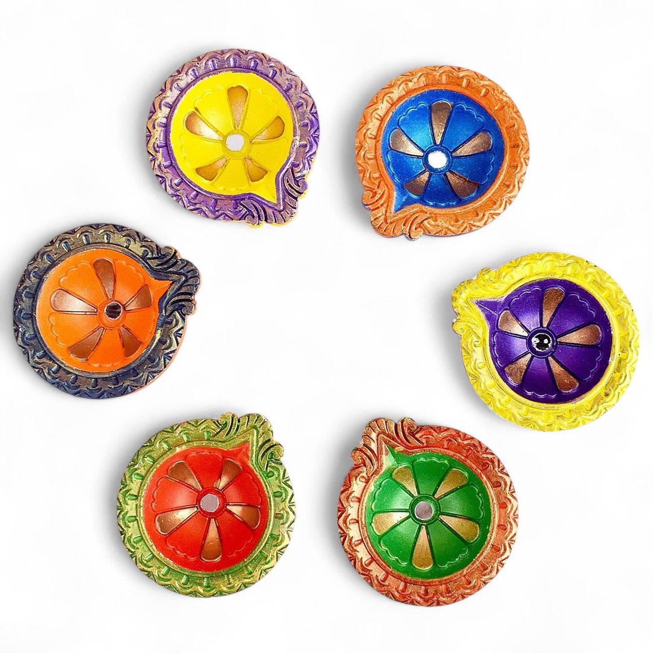Satvik Designer Multicolor Clay Diya