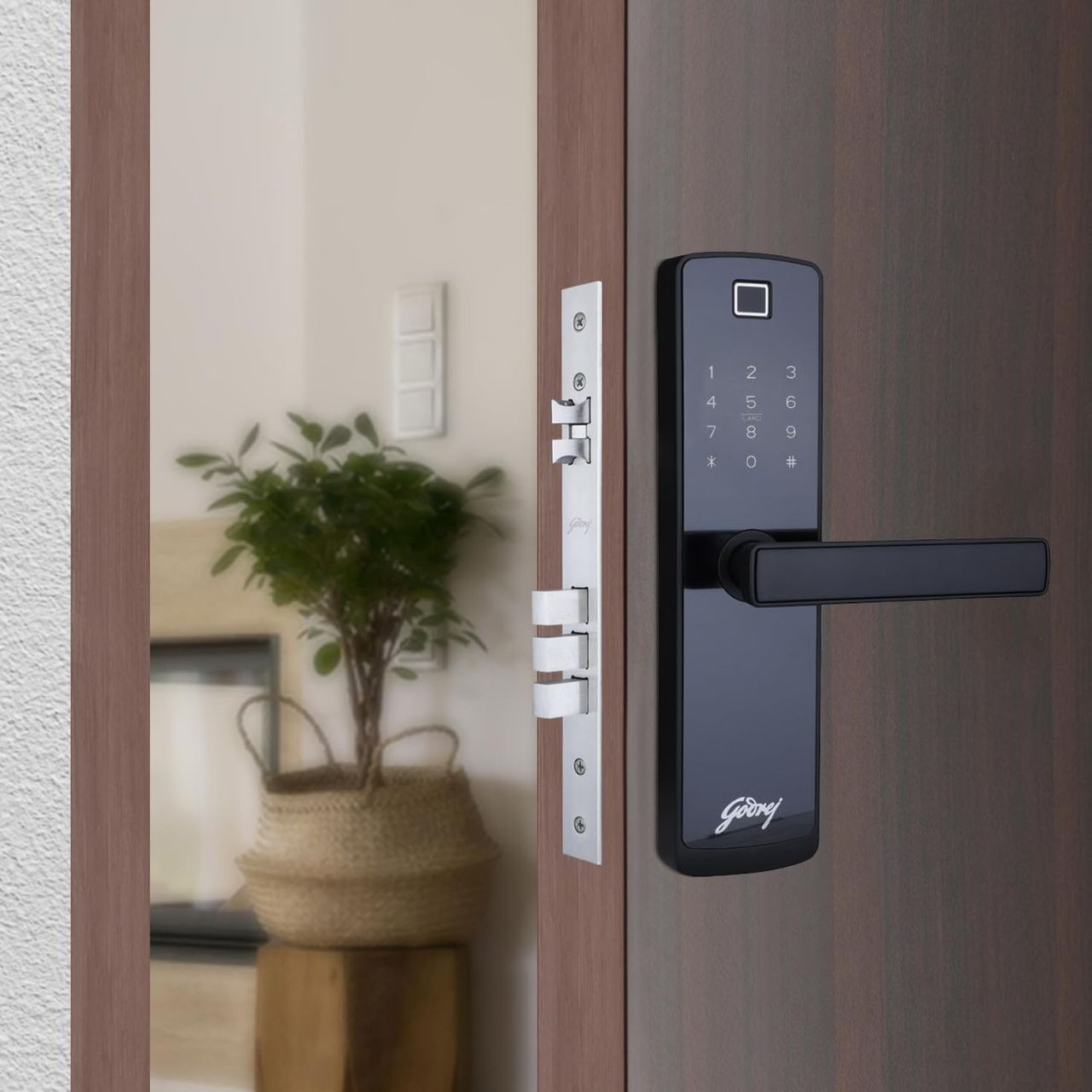 Godrej Smart Lock Catus Connect | Digital Lock | 5-in-1 Access | WiFi, Fingerprint, Pin | Black