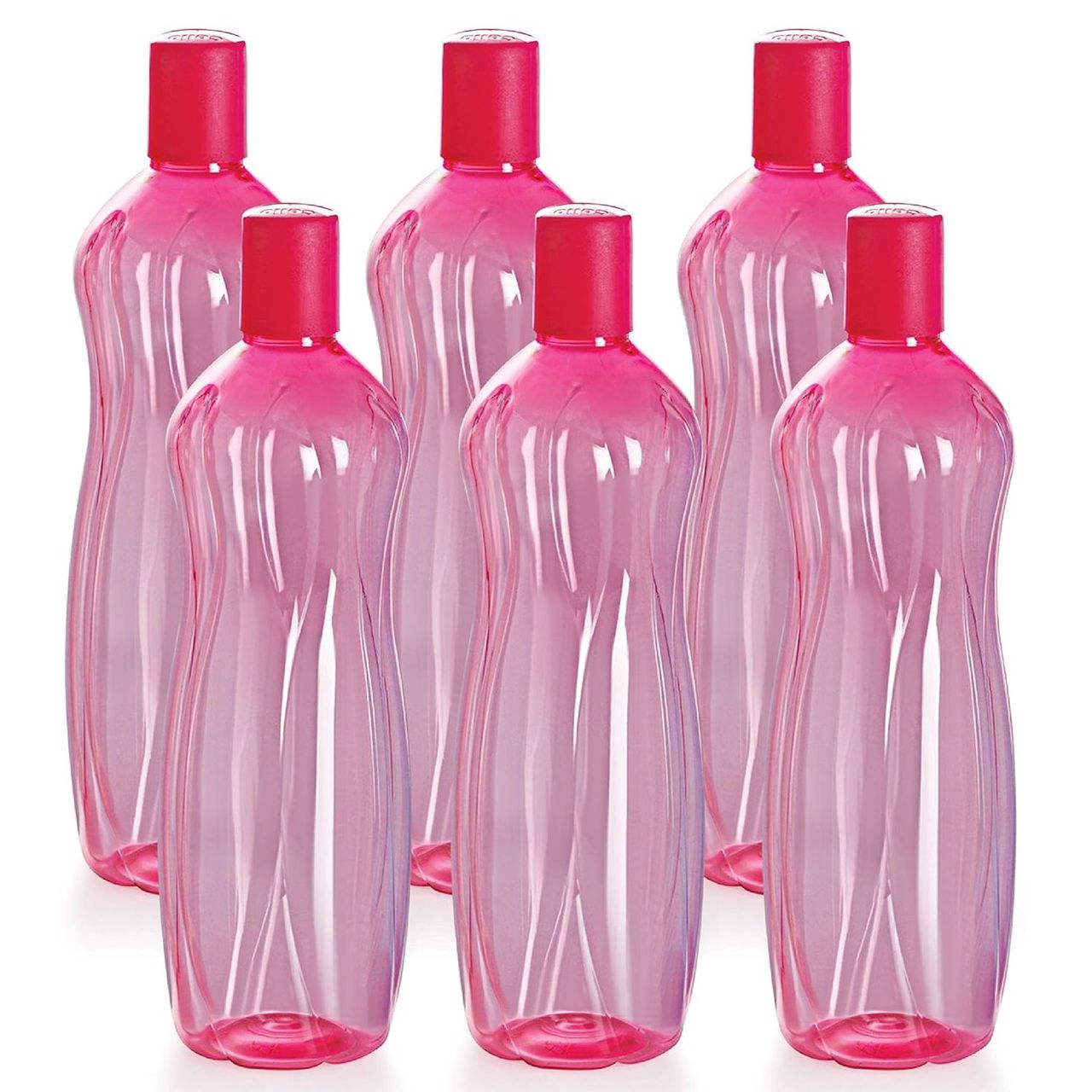 Cello Sipwell Pet Water Bottle | Leak proof and Break proof | 1000ml, Set of 6 | Pink