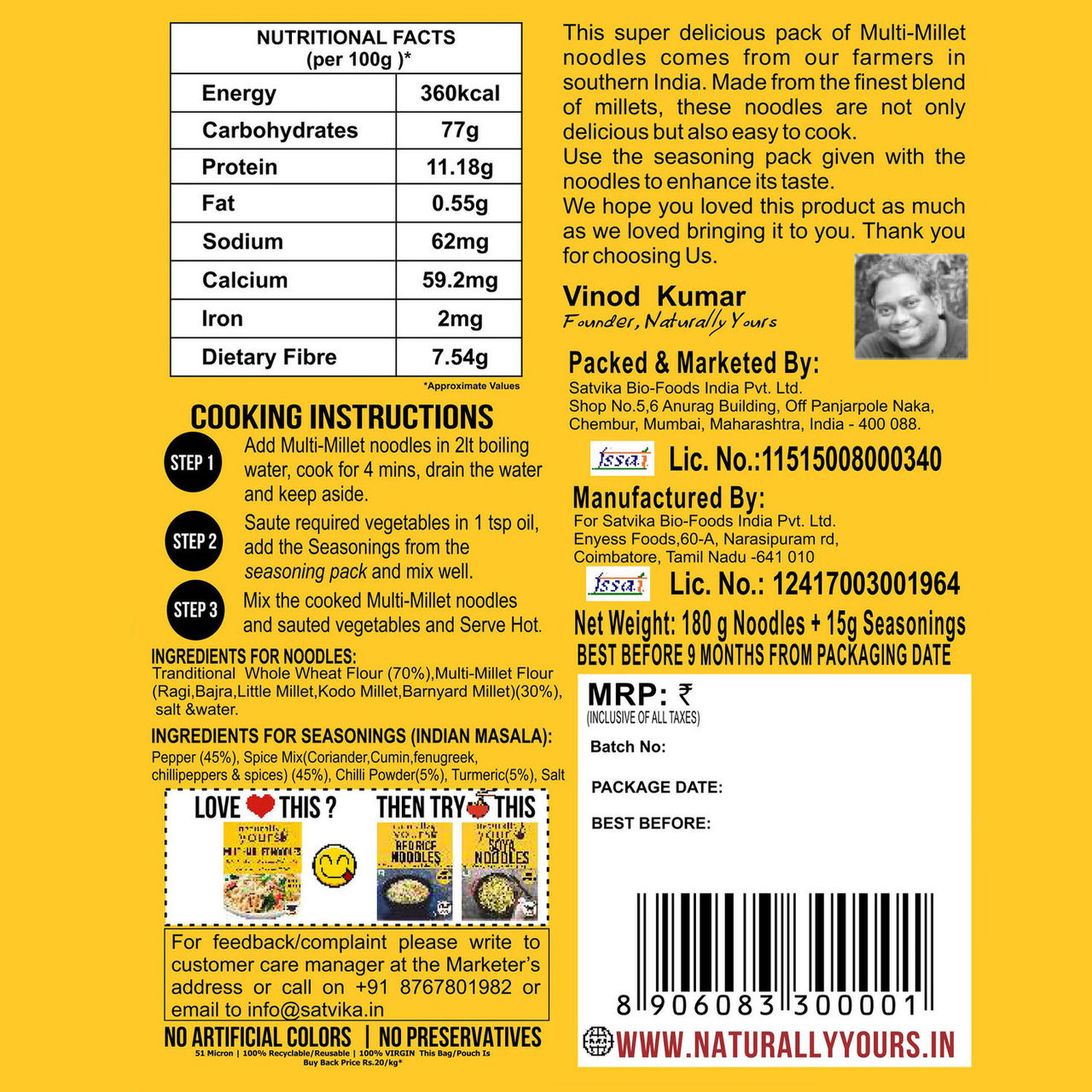 Naturally Yours Multi-Millet Noodles