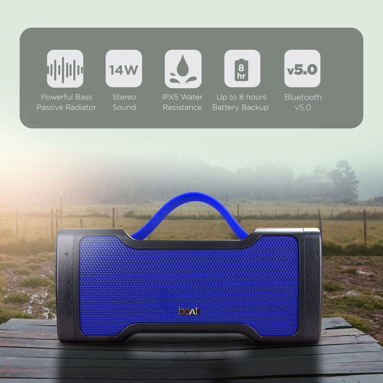 boAt Stone 1010 14W Bluetooth Speaker with 8 Hours Playback, Bluetooth v5.0 & IPX5 (Navy Blue)