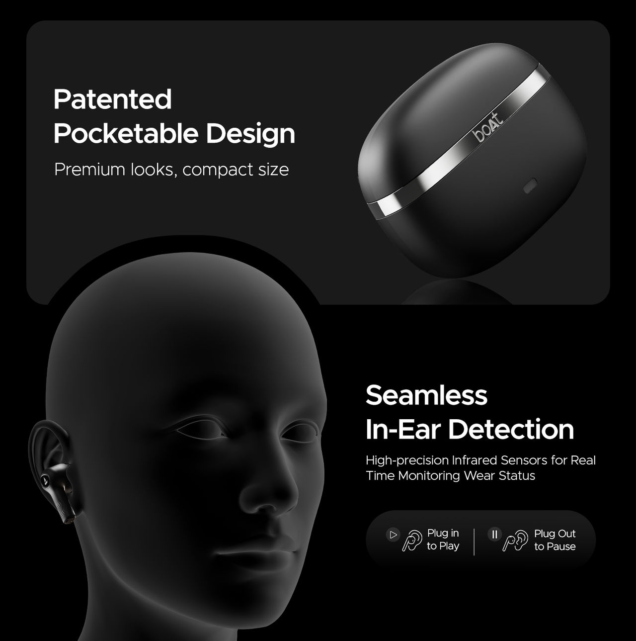 boAt Nirvana Ion TWS Earbuds w/ 120 HRS Playback & Crystal Bionic Sound (Charcoal Black)