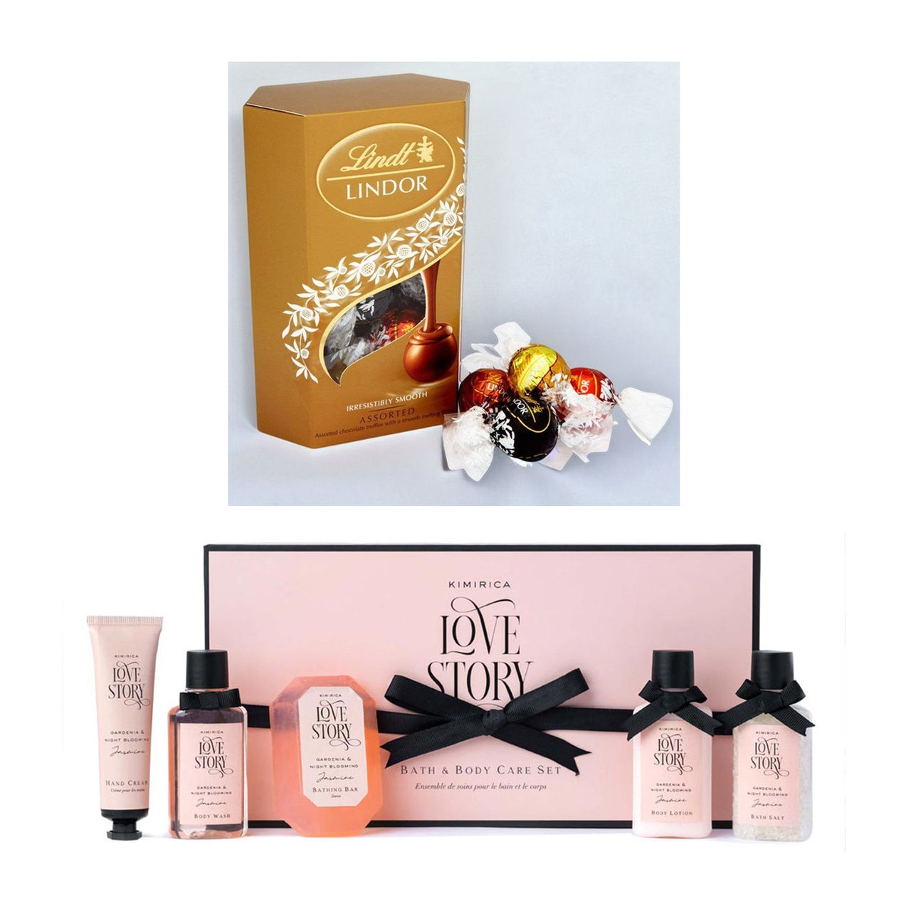 Lindt Lindor Smooth Melting Assorted Chocolates Cornet(200gms) & Kimirica Love Story Experience Set(1pc) Combo