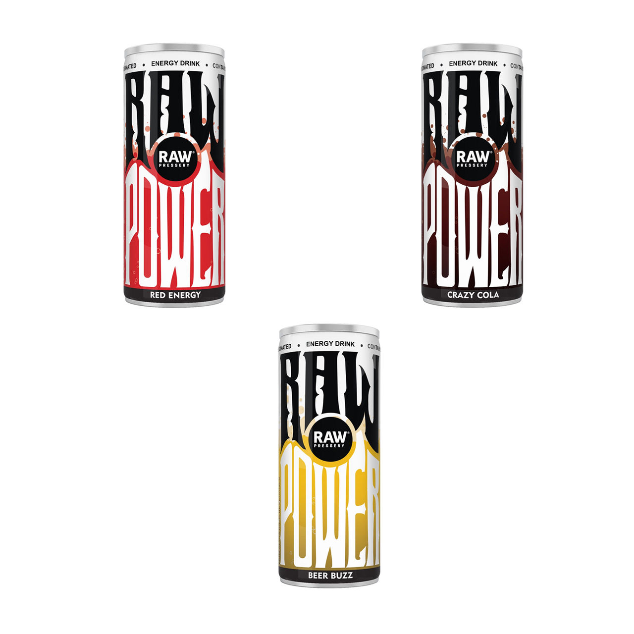Raw Power Energy drink - Red Energy(250ml), Raw Power Energy Drink - Crazy Cola(250ml) & Raw Power Energy drink - Beer Buzz(250ml) Combo