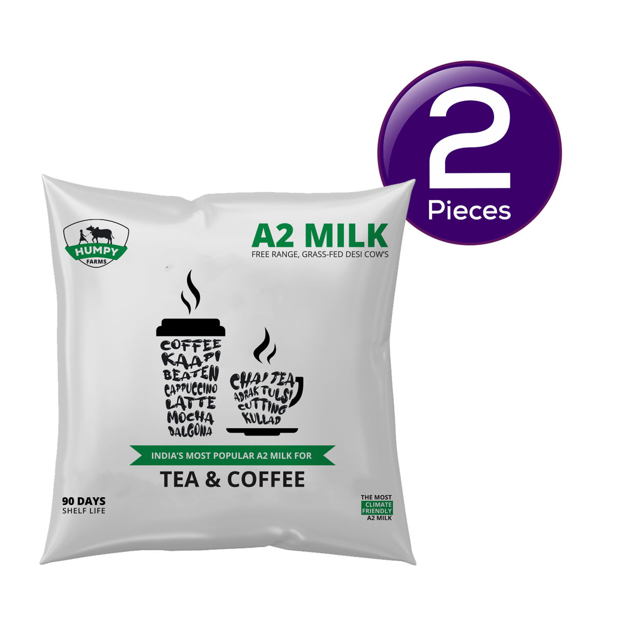Humpy Farms A2 UHT Cow Milk (Pouch) 450 ml Combo