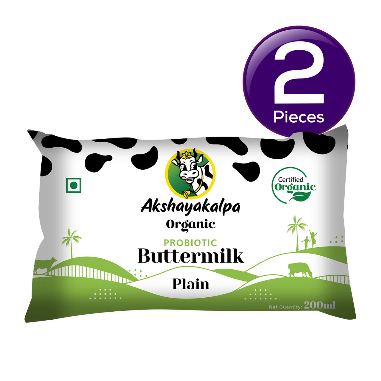 Akshayakalpa Organic Probiotic Buttermilk - Plain 200 ml Combo