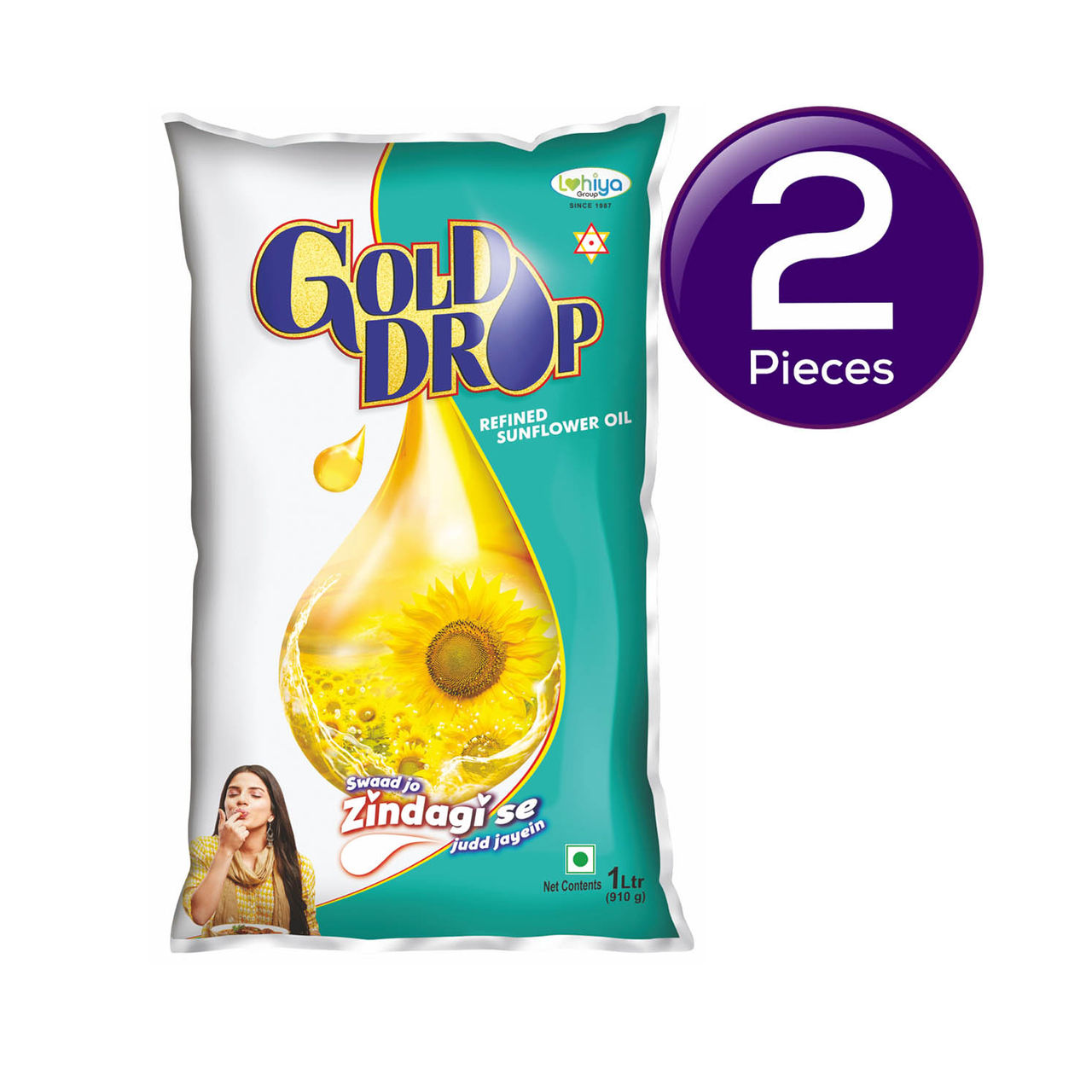 Gold Drop Cooking Oil Sunflower | Pouch 1 l Combo