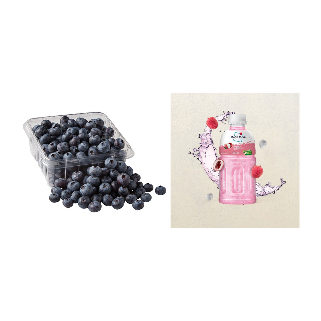 Blueberry Imported(125gms) & Mogu Mogu Lychee Juice Drink(300ml) Combo