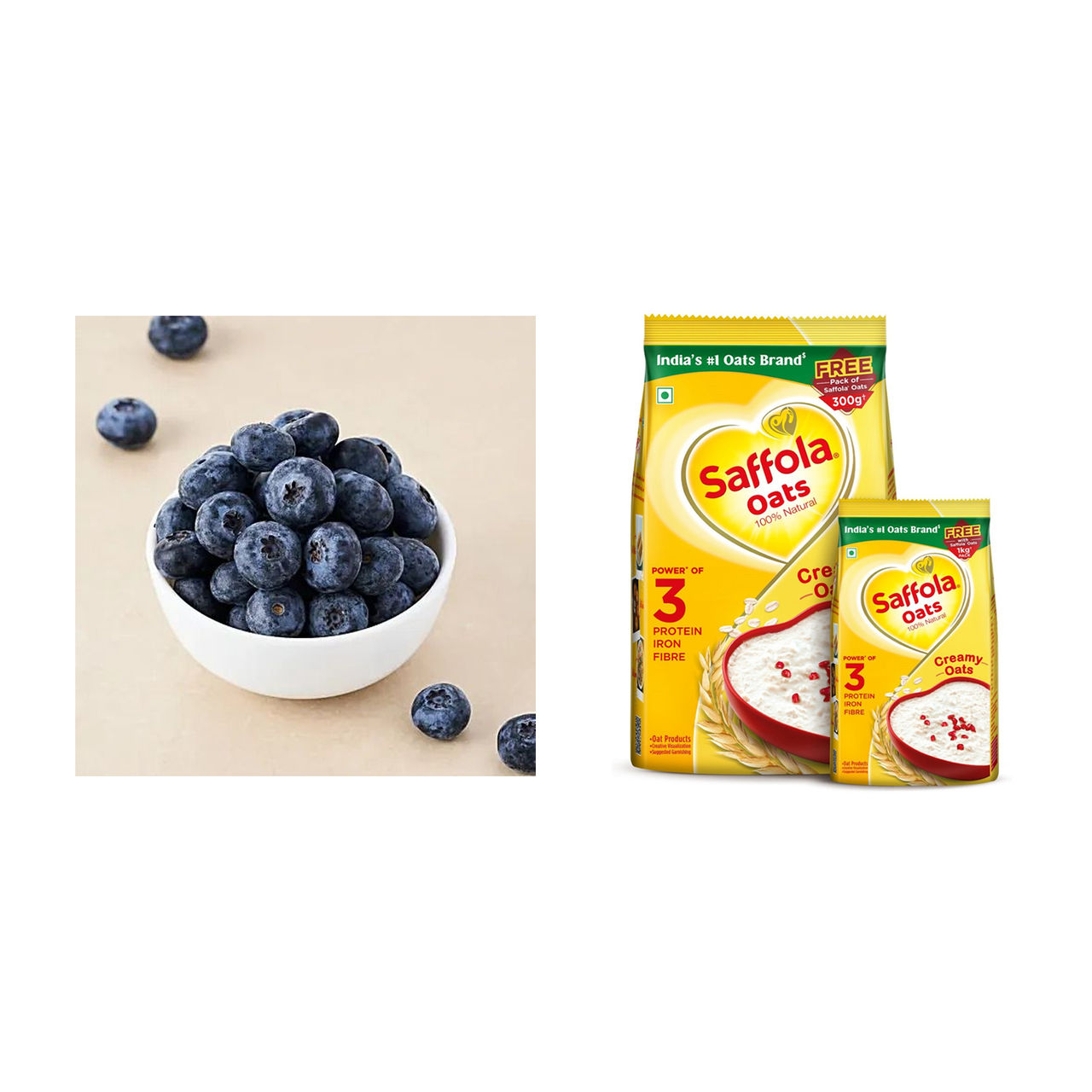 Blueberry Imported-Peru(125gms) & Saffola Plain Oats(1300gms) Combo