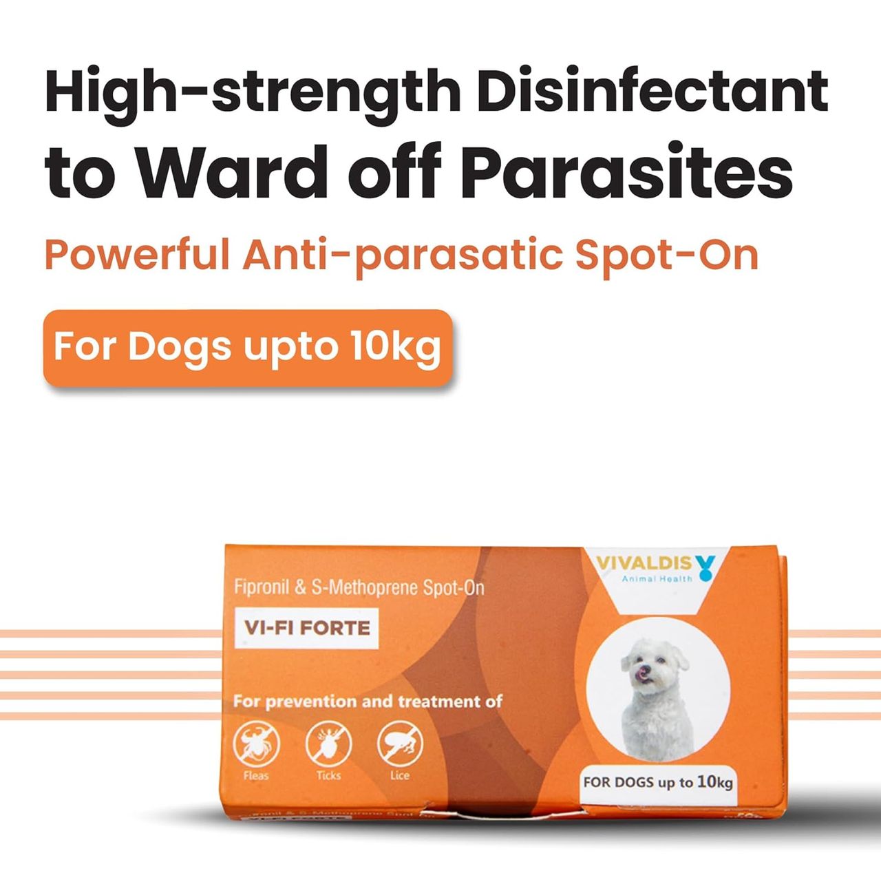 Vivaldis VI-FI Forte Spot On 0.67 ml | Fleas, Ticks & Lice | Fipronil for dogs & puppy upto 10 kgs