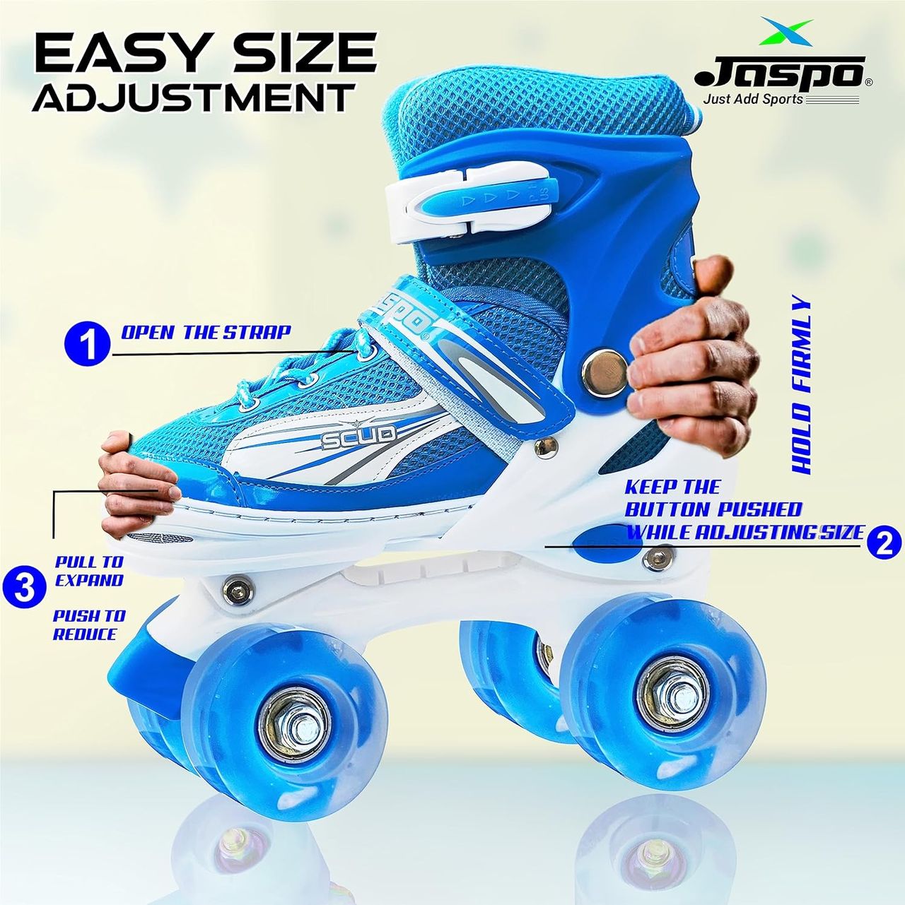 Jaspo Scud Adjustable Quad Roller Skates With Led Wheels