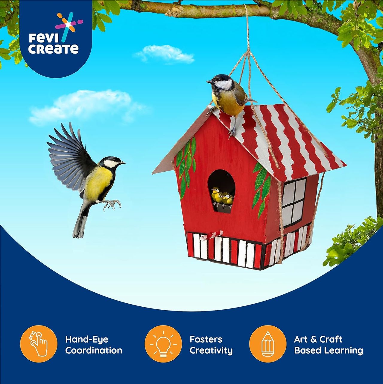 Pidilite Fevicreate Make Your Own Bird House Diy Art & Craft Set - Multicolor