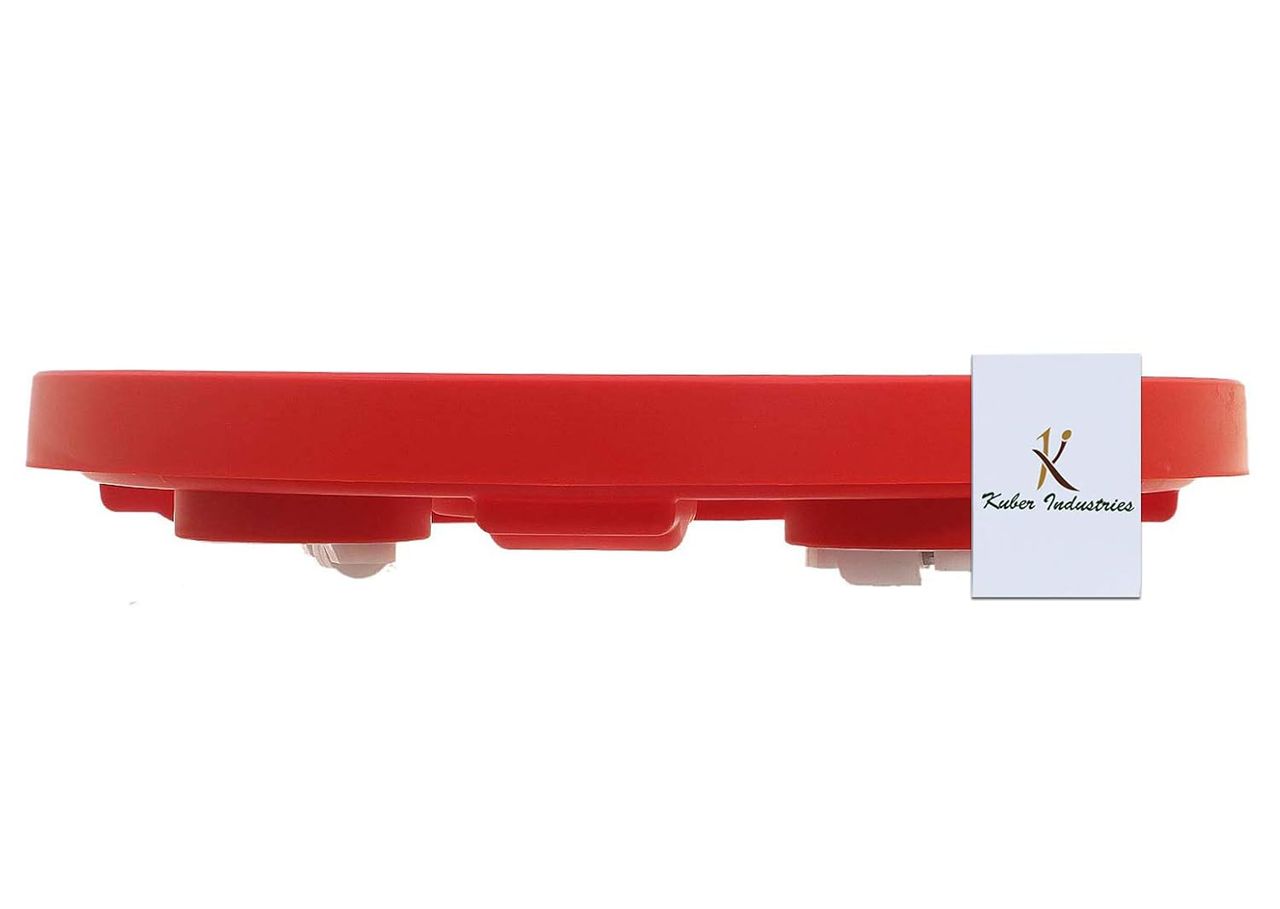 Kuber Industries Plastic Heavy Duty Gas Cylinder Stand Trolley | 4 Wheels | Red