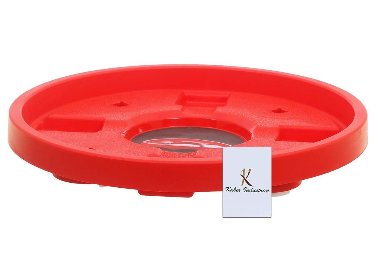 Kuber Industries Plastic Heavy Duty Gas Cylinder Stand Trolley | 4 Wheels | Red