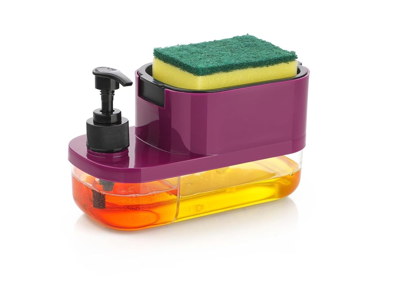 Clazkit 3-In-1 Dishwashing & Handwash Soap Dispenser With Sponge Holder For Sink & Countertop Use