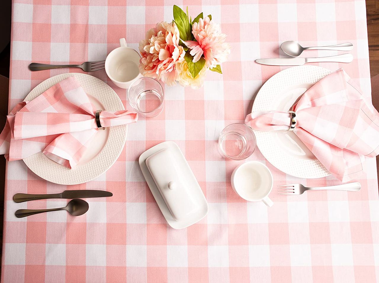 Lushomes Napkins - Baby Pink Buffalo Checks | 20 x 20 inch