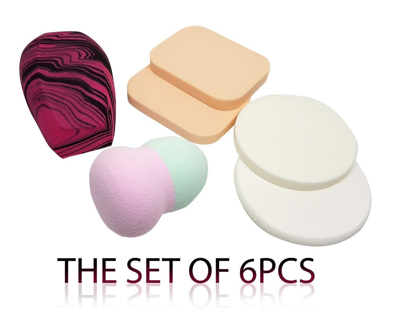 Bronson Professional 6 In 1 Makeup Blender Sponge Set And Puff Set | Color And Shape May Vary