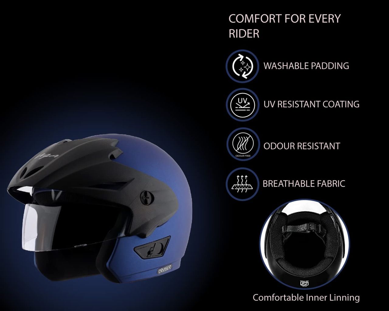 Vega Cruiser W/P Dull M.Blue Helmet-M