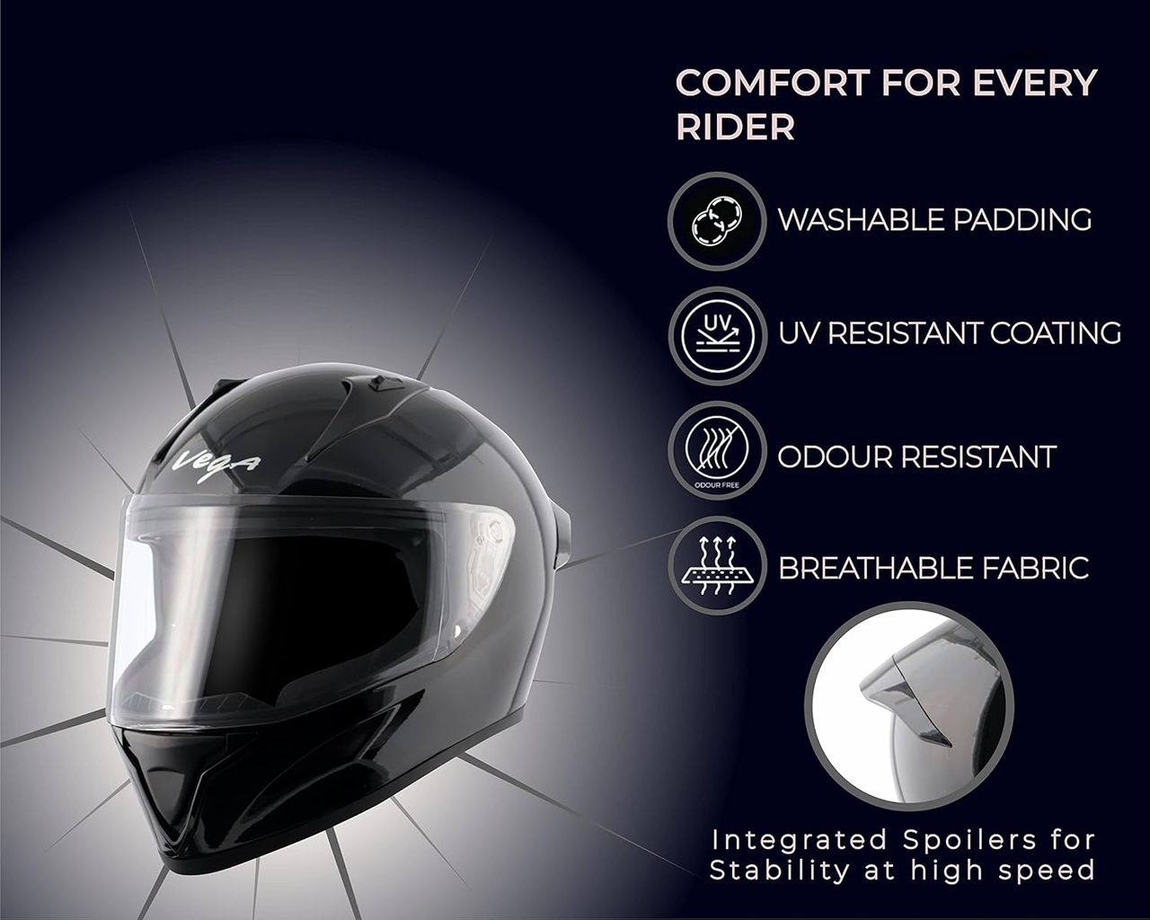 Vega Bolt Black Helmet-M