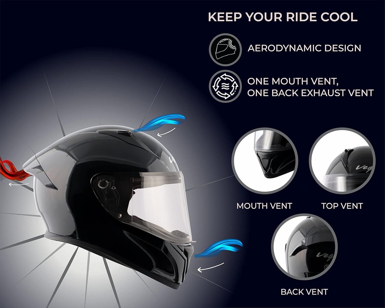 Vega Bolt Black Helmet-M