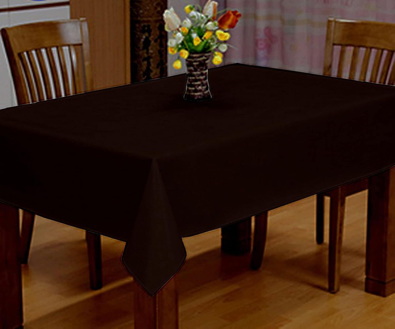Lushomes Side Table Cover - Brown | Classic Plain | 40 x 40 inch