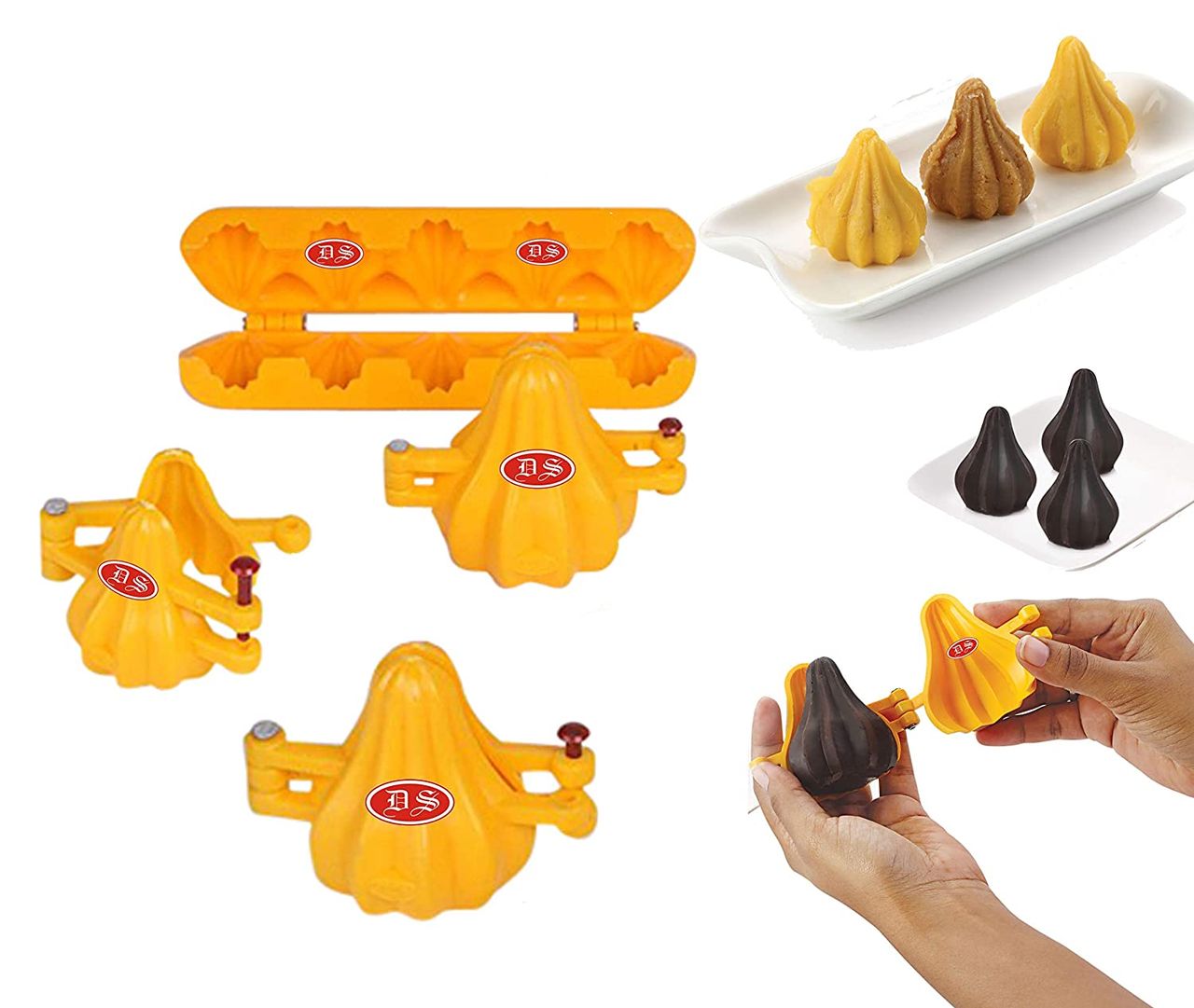 Ds Ganpati Plastic Modak & Chocolate Mould Set, 4 Sizes, For Homemade Sweets
